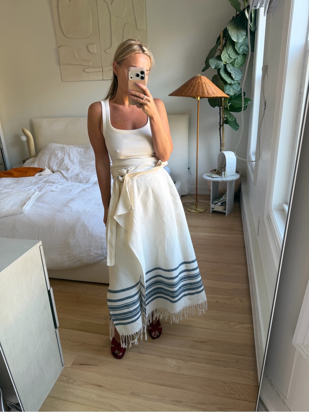 Max Mara Weekend Midi Skirt With Fringes And Stripes Size Small